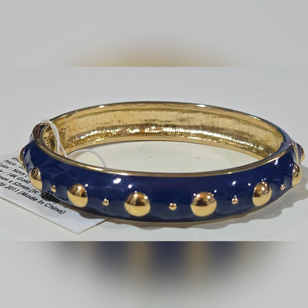 Nordstrom Sequin NYC Navy Enamel & Hinge Bangle NWT